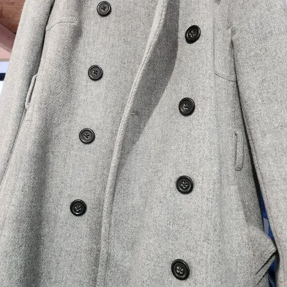 J.Crew Wool Blend Double-Breasted Coat Sz 2 – Gray Long Winter Jacket w/ Belt - Picture 4 of 11